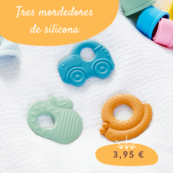 Tres mordedores de silicona